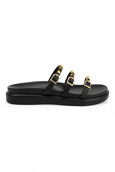 Sira Official Vitta Black Staple Detailed Slippers