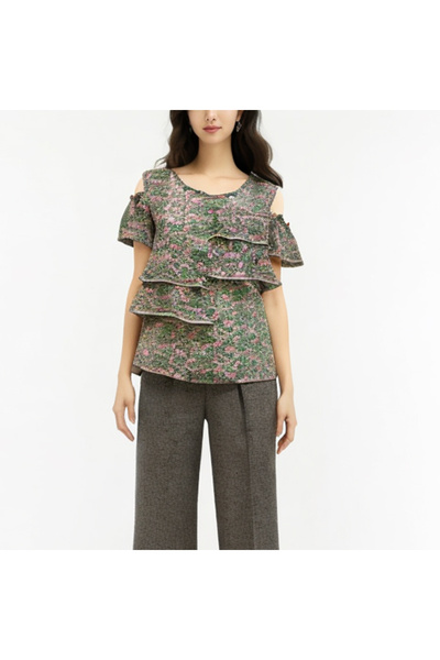 dorbe Women's Floral Cold Shoulder Blouse