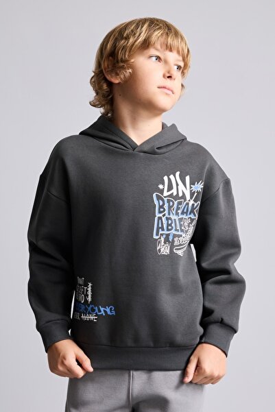 DeFacto Oversize Hooded Sweatshirt with Printed Front and Soft Fleece Inside ...