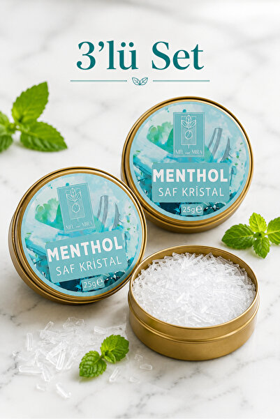 Mel and Mira 3 Adet 25g Saf Kristal Mentol . | Pure Crystal Menthol | Katkısı...