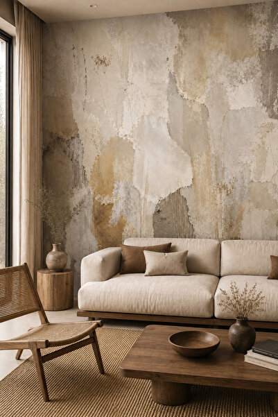 dreamwall Palimpsest- Patchwork Soft Tonlar Temalı Tek Parça Tekstil Duvar Kağıdı