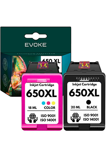EVOKE Cerneală compatibilă pentru HP 650XL HP650 CZ101AE CZ102AE 2x DeskJet I...