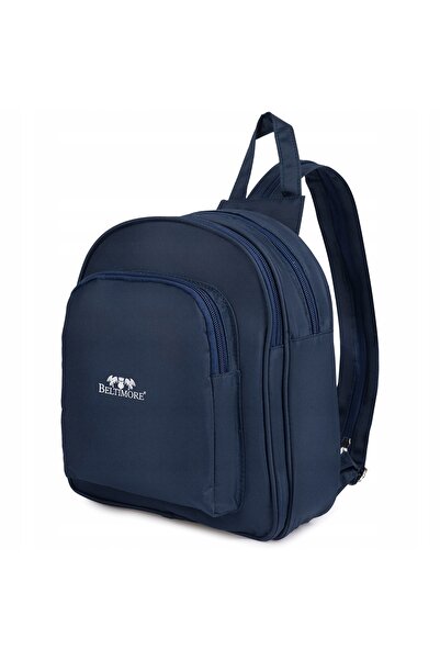 Beltimore Rucsac de damă, mic, ușor, cu trei compartimente, elegant, bleumarin