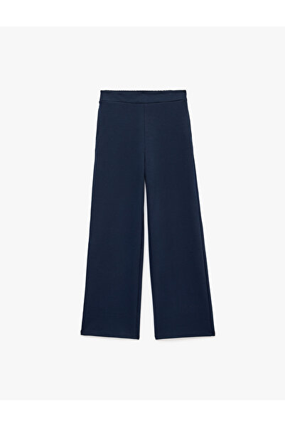 Koton Normal Waist Regular Fit Pocketed Straight Wide Leg Trousers