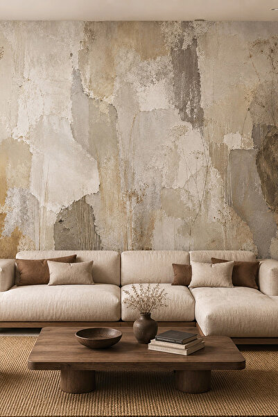 dreamwall Palimpsest- Patchwork Soft Tonlar Temalı Tek Parça Tekstil Duvar Kağıdı