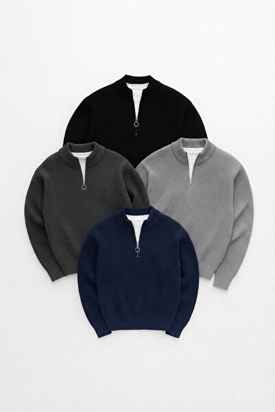zs zaos fashion Set of 4 Men's High-Necked Fisherman's Sweaters Made of 100% ...