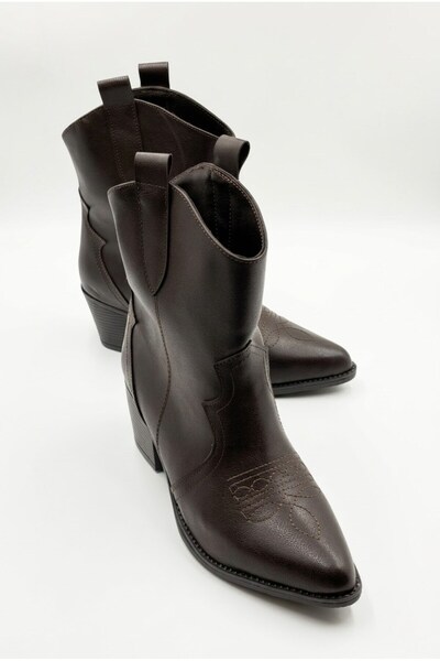 İX Shane Women's Embroidered Pointed Toe Thick Heeled Western Cowboy Boots
