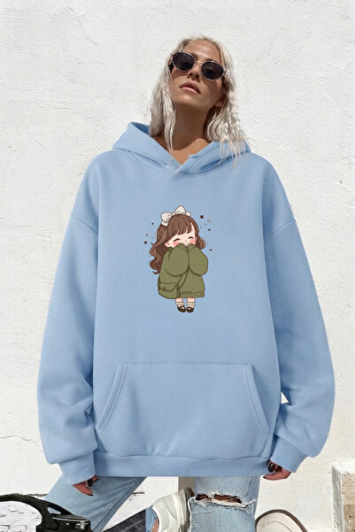uyguntarz Unisex Cuteanime Printed Oversize Hoodie Hooded Sweatshirt