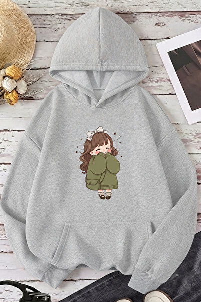 uyguntarz Unisex Cuteanime Printed Oversize Hoodie Hooded Sweatshirt