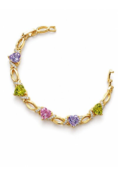 CHARMLUCKY Special Series Baget Stone Colored Heart Bracelet