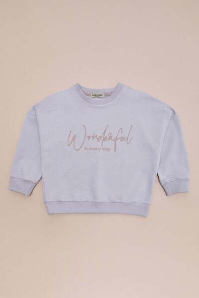 Fulla Moda Embossed Printed Oversize Girls' Sweatshirt