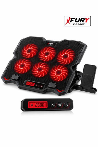 FURY E-Sport Laptop Soğutucu 6 Fanlı Lcd Kontrol Panel Ayarlanabilir Dizüstü Bilgisayar Soğutma Fanı