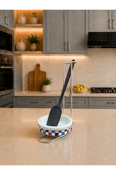 ferayhome Spoon Holder - Ceramic Spoon Holder with Colorful Lemon Checkerboar...