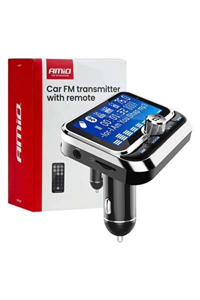 AMIO Πομπός FM αυτοκινήτου 12/24V με 1xUSB Type-A, 1xUSB Type-C και Τηλεχειρι...