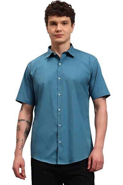 styleville.in Men's Casual Cotton Solid Color Shirt, Short Sleeve Regular Fit...