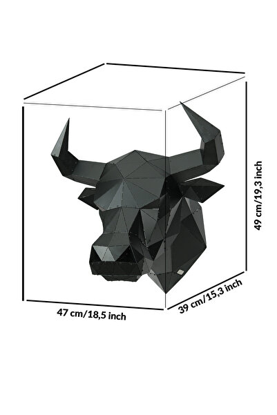Oduman Design Boğa Kafası Metal Duvar Heykeli – Orta Boy – Mat Siyah