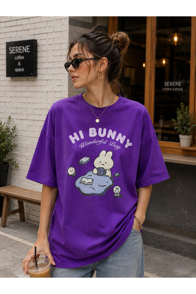 ENB1R MODA ΓΥΝΑΙΚΕΙΟ ΜΠΛΟΥΖΑΚΙ ΜΕ ΣΤΑΜΠΑ, ΜΙΣΟ OVERSIZED, ΚΑΘΗΜΕΡΙΝΟ