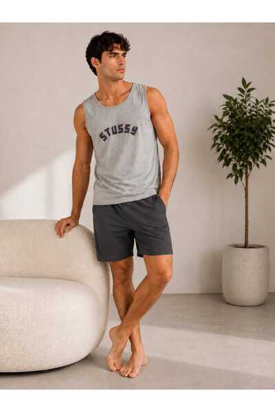 Sude HOMEWEAR Men's Athlete Shorts Pajama Set with Pockets