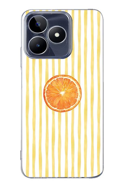 FLAMENKO Realme Note 50 4g Compatible Orange Slice Patterned Transparent Phon...