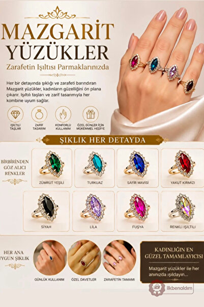 İlkbenaldim 24 Pieces of Mazgarit Rings Mixed Model Women's Accessories