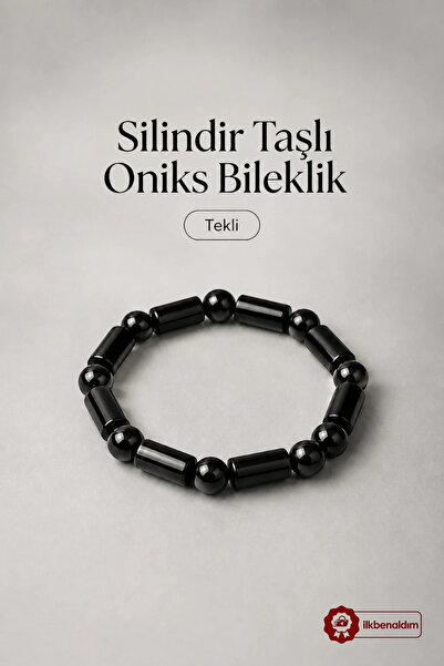 İlkbenaldim سوار من حجر الأونيكس الأسطواني، حجر طبيعي أسود، مرن وقابل للتمدد،...
