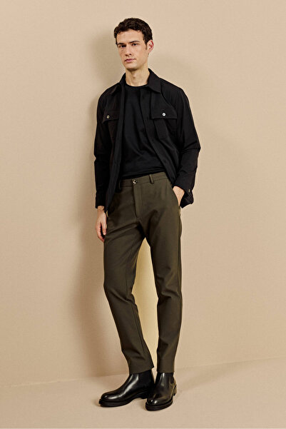 BROOKS BROTHERS Erkek Haki Slim Fit Düz Paça Bağcıklı Pantolon