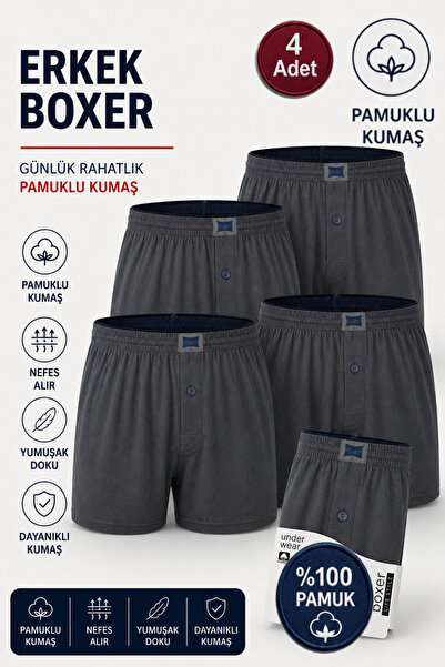 Alıç Boxer pentru bărbați din bumbac pieptănat, cu nasturi, 1 bucată (Tutku Y...
