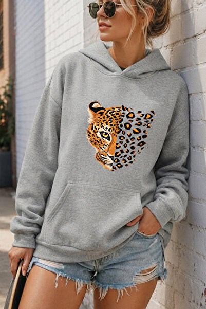 uyguntarz Unisex Leokaplan Printed Oversize Hoodie Hooded Sweatshirt