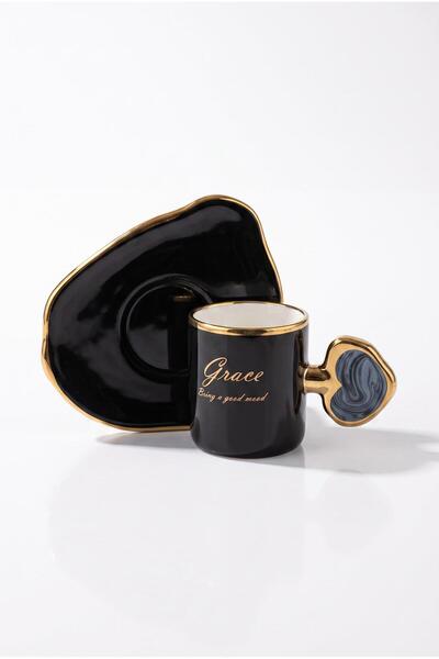 ALBETTO Single-serve porcelain coffee cup - black grace
