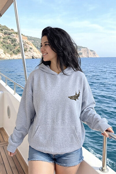 uyguntarz Unisex Kopekbaligi Printed Oversize Hoodie Hooded Sweatshirt