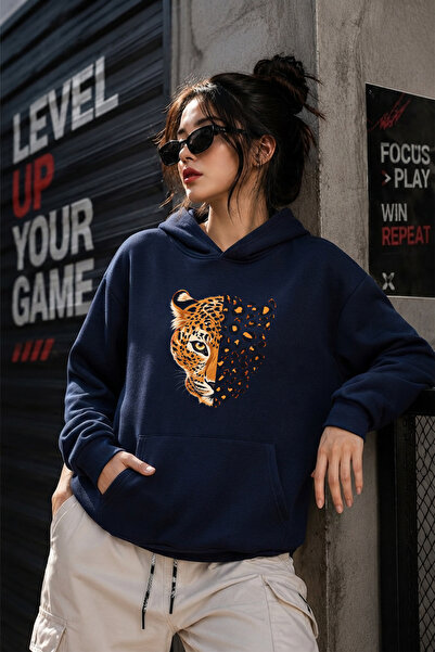 uyguntarz Unisex Leokaplan Printed Oversize Hoodie Hooded Sweatshirt