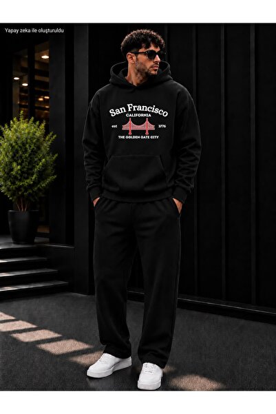 caddekombin Men's San Francisco Golden Gate Bridge Printed Tracksuit Set / Ho...