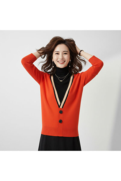 dorbe Women's Color block V-Neck Sweater