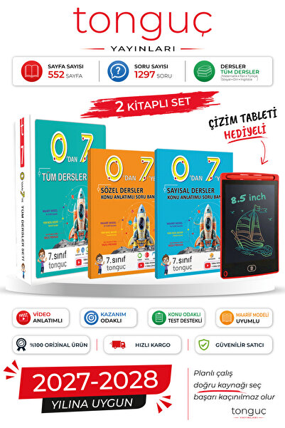 Tonguç Yayınları 0'dan 7'ye Sayısal ve Sözel Konu Anlatımlı Soru Bankası Seti...