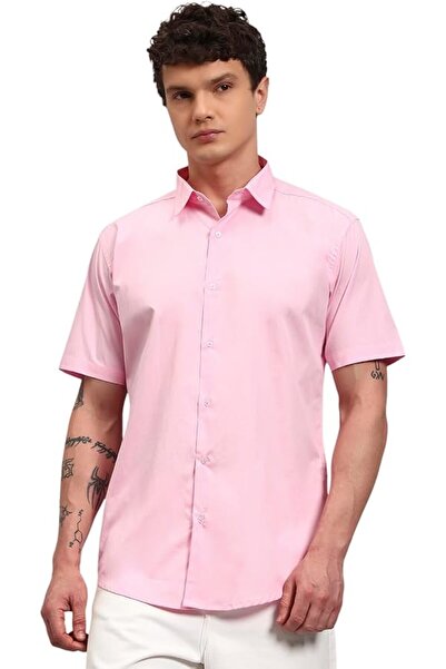 styleville.in Men's Casual Cotton Solid Color Shirt, Short Sleeve Regular Fit...