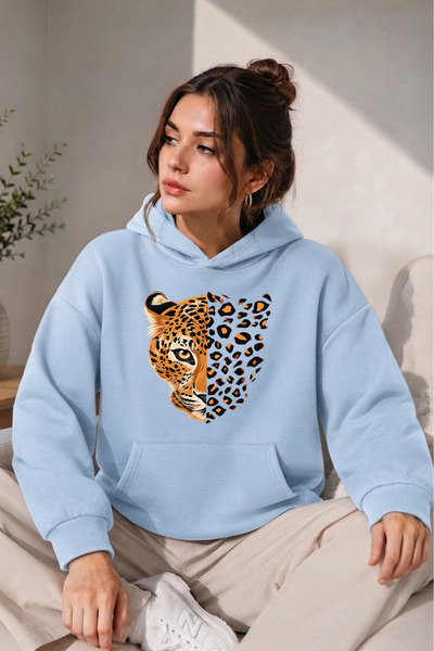 uyguntarz Unisex Leokaplan Printed Oversize Hoodie Hooded Sweatshirt