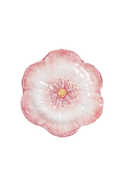 Baci Milano Botanica Çiçek Desenli Melamin Pembe Pasta Tabağı 23 cm