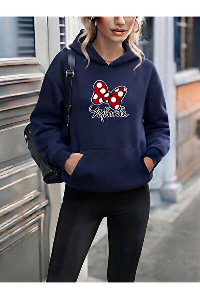 uyguntarz Unisex Minnie Printed Oversize Hoodie Hooded Sweatshirt