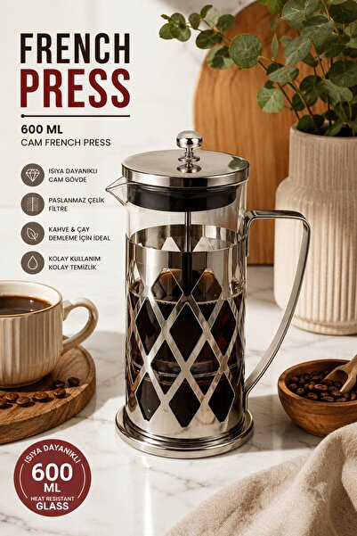 HAZARPAZAR 600ml Paslanmaz Çelik Bitki Çayı Demleme Demliği 600Ml.çay Potu - French Press