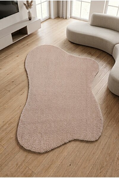 Colore Home Puffy Bej Amorf Taş Desen Peluş Halı Yumuşak Puf Stone Halı