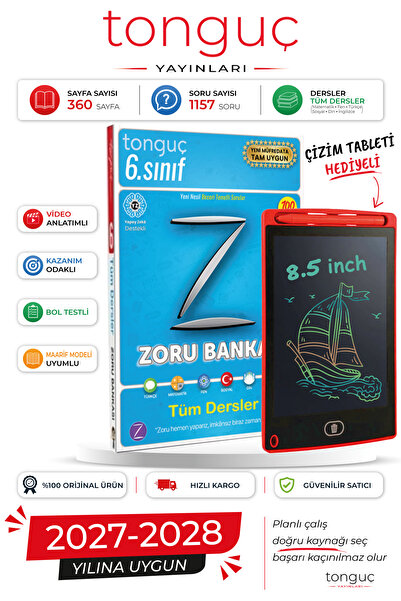 Tonguç Yayınları 6. Sınıf Tüm Dersler Zoru Soru Bankası + Çizim Tableti Hediy...