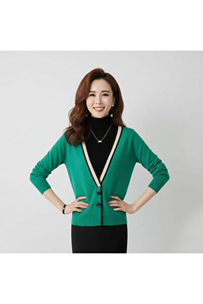dorbe Women's Color block V-Neck Sweater