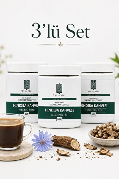 Mel and Mira 3'Lü Set Premium Saf Hindiba Detox Kahvesi 200g, 40 Günlük Kulla...