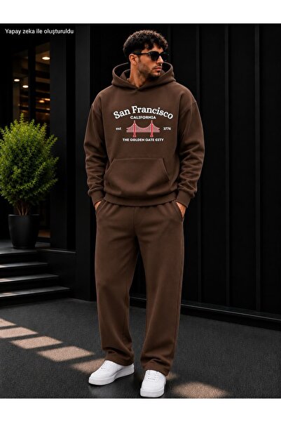 caddekombin Men's San Francisco Golden Gate Bridge Printed Tracksuit Set / Ho...