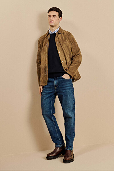 BROOKS BROTHERS Erkek Lacivert Düz Paça Tapered Fit 5 Cepli Denim Pantolon