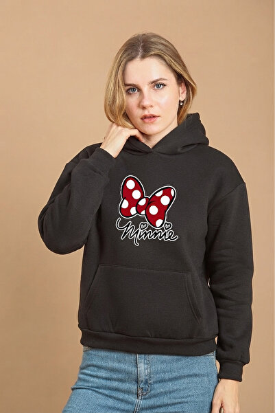 uyguntarz Unisex Minnie Printed Oversize Hoodie Hooded Sweatshirt