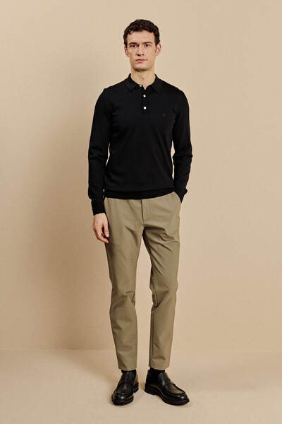 BROOKS BROTHERS Erkek Vizon Slim Fit Düz Paça Bağcıklı Pantolon