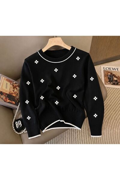banessa Floral Embroidered Knitwear Premium Women's Sweater