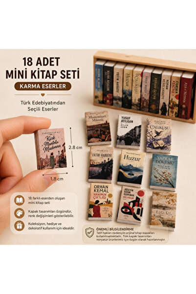 Printech3d 18’li Mini Kitap Seti – Karma Eserler, Minyatür Kitaplık Dekoru ve...