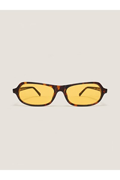 Eyemood Unisex Rectangular Sunglasses Leopard Pattern Frame Yellow Glass Mont...